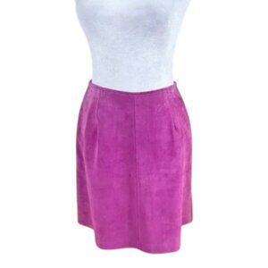 Danier Skirt Suede Leather Short in Pink Purple (6)